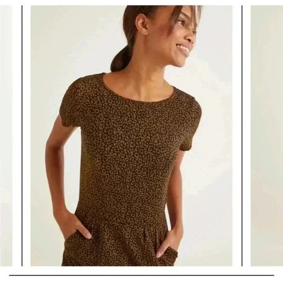 Boden brown Animal Print Phoebe Jersey cotton Dress in size 10P - Picture 6 of 9